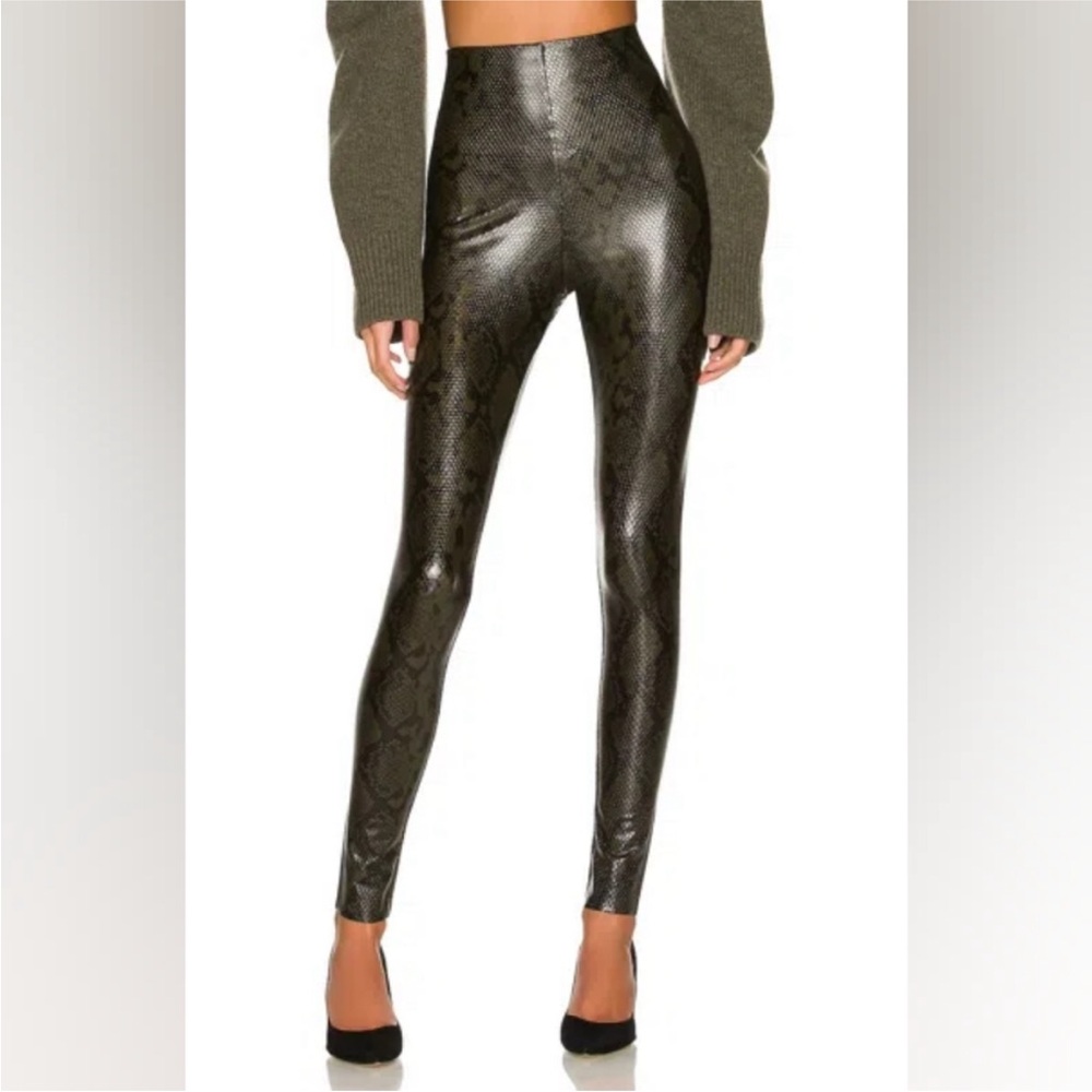 Faux Leather Animal Legging (moss snake)